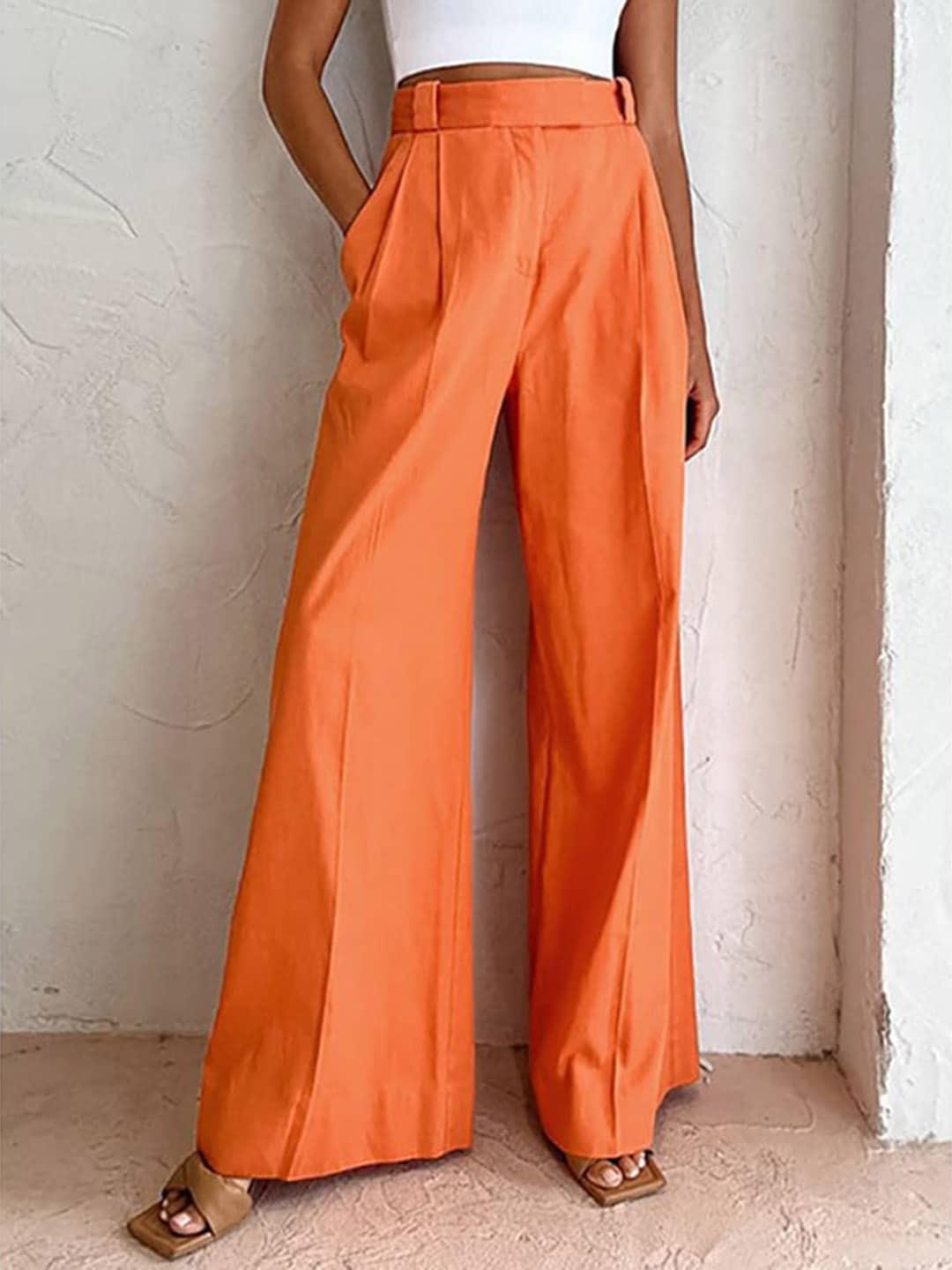 stylecast women orange flared trousers
