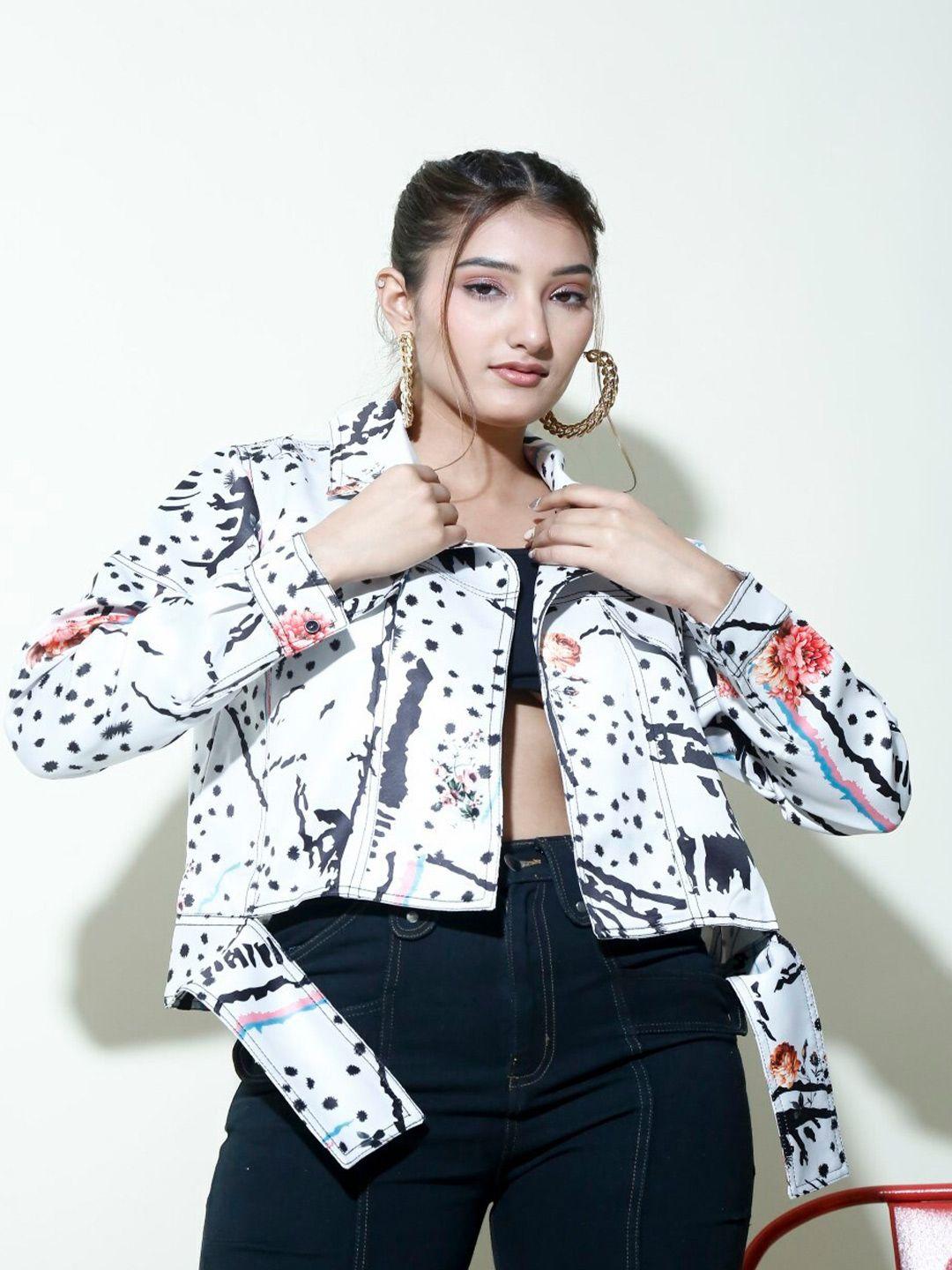 stylecast x hersheinbox abstract printed crop bomber jacket