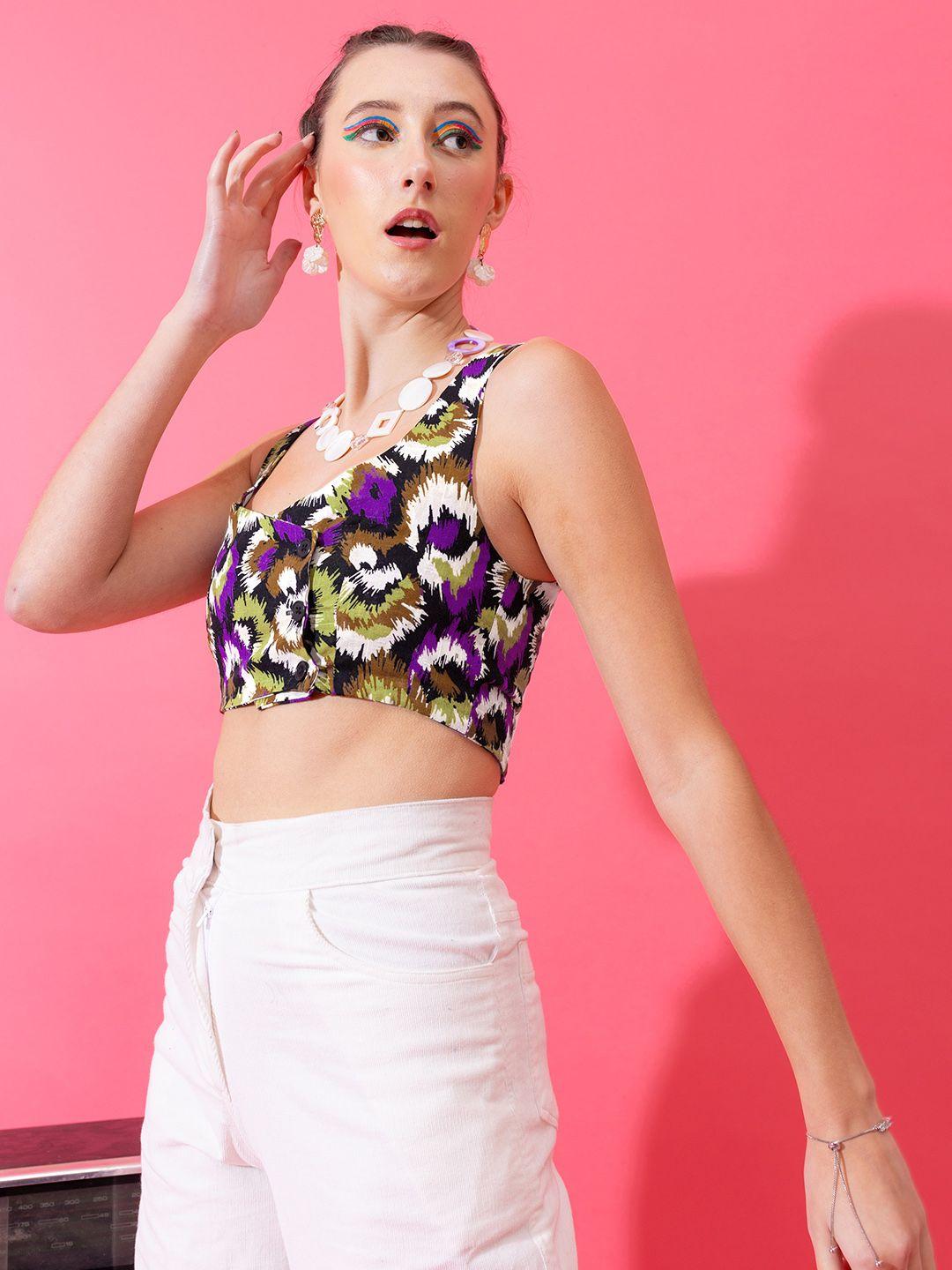stylecast x hersheinbox abstract printed wrap crop top