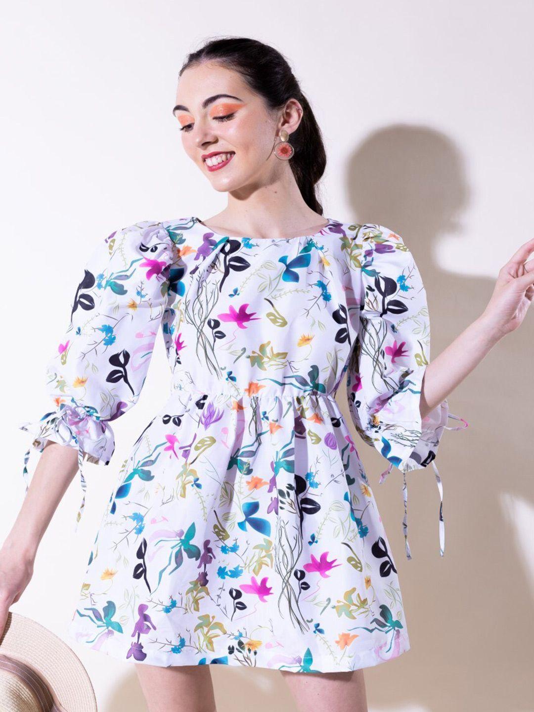 stylecast-x-hersheinbox-floral-print-puff-sleeves-cotton-fit-&-flare-dress