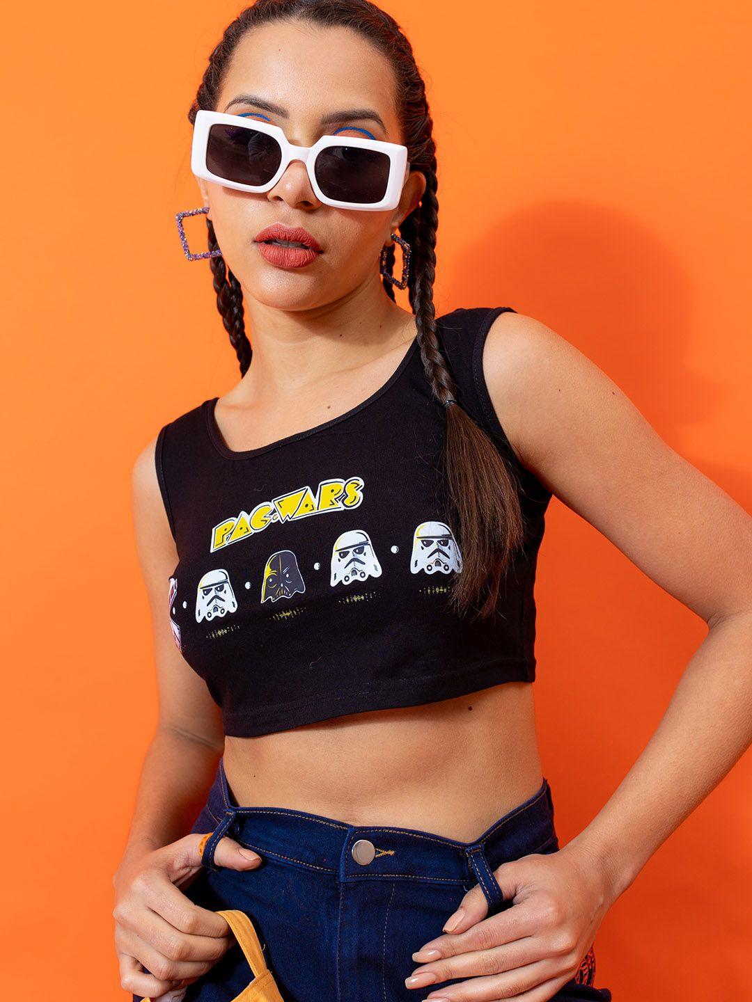 stylecast x hersheinbox pac-man inspired graphic print pure cotton crop top