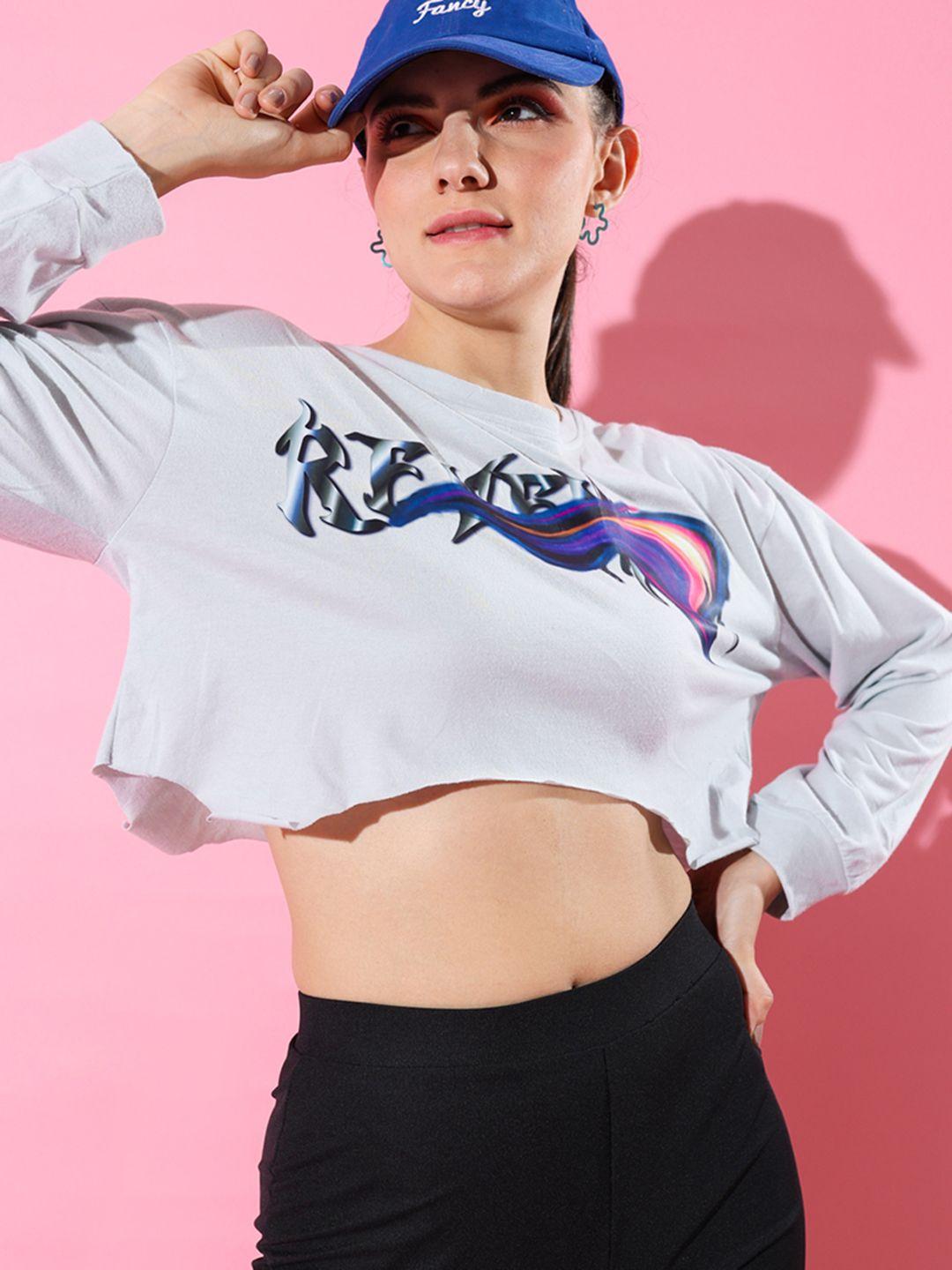 stylecast x hersheinbox printed drop-shoulder sleeves pure cotton cropped boxy t-shirt
