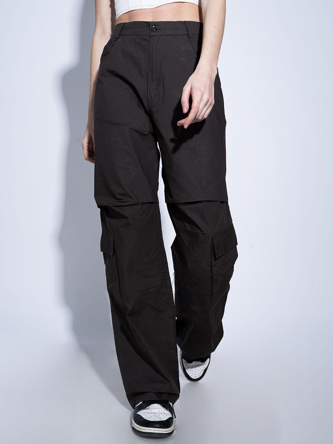 stylecast x hersheinbox women cotton high-rise cargo trousers