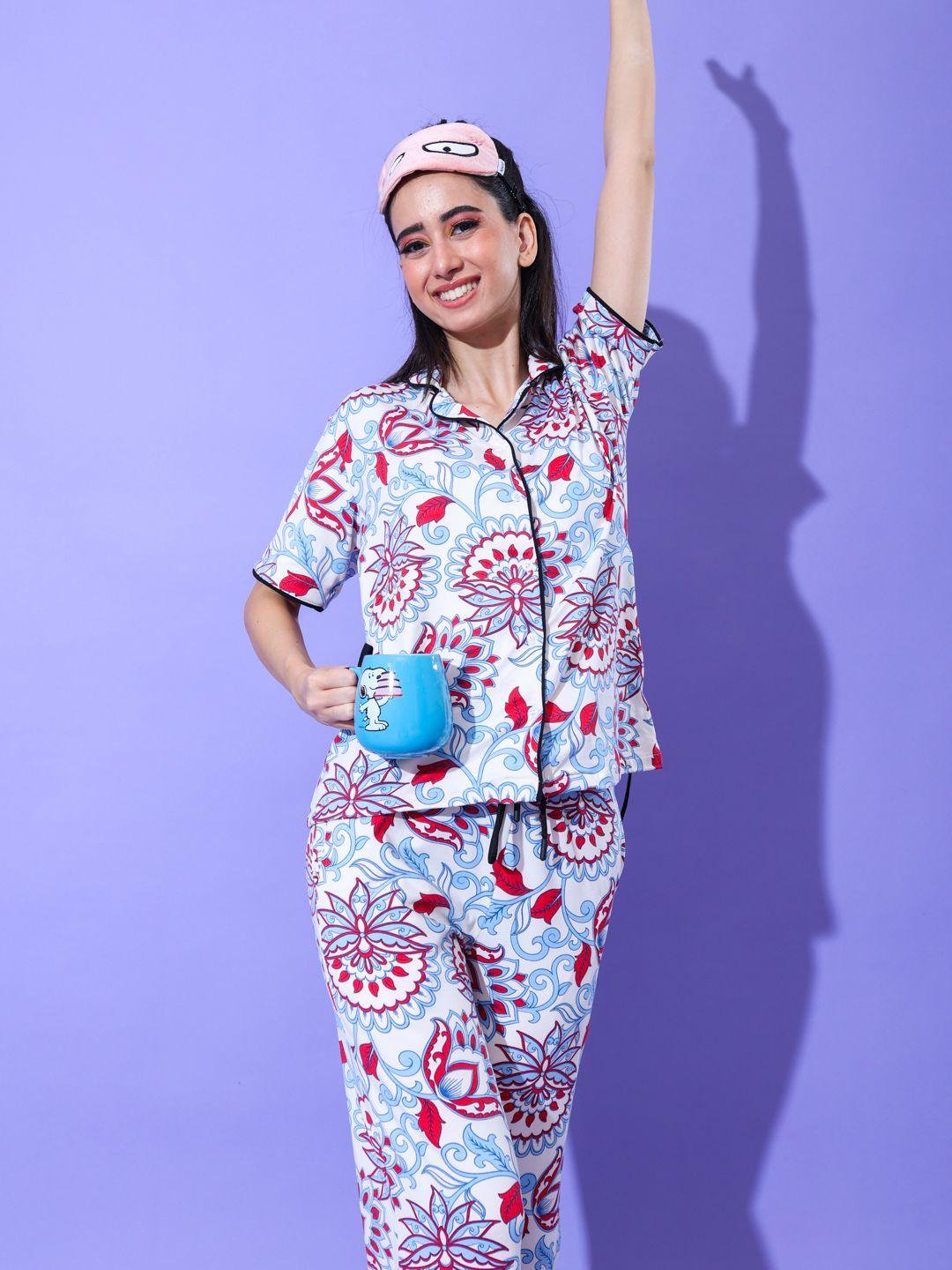 stylecast x hersheinbox women floral printed night suit
