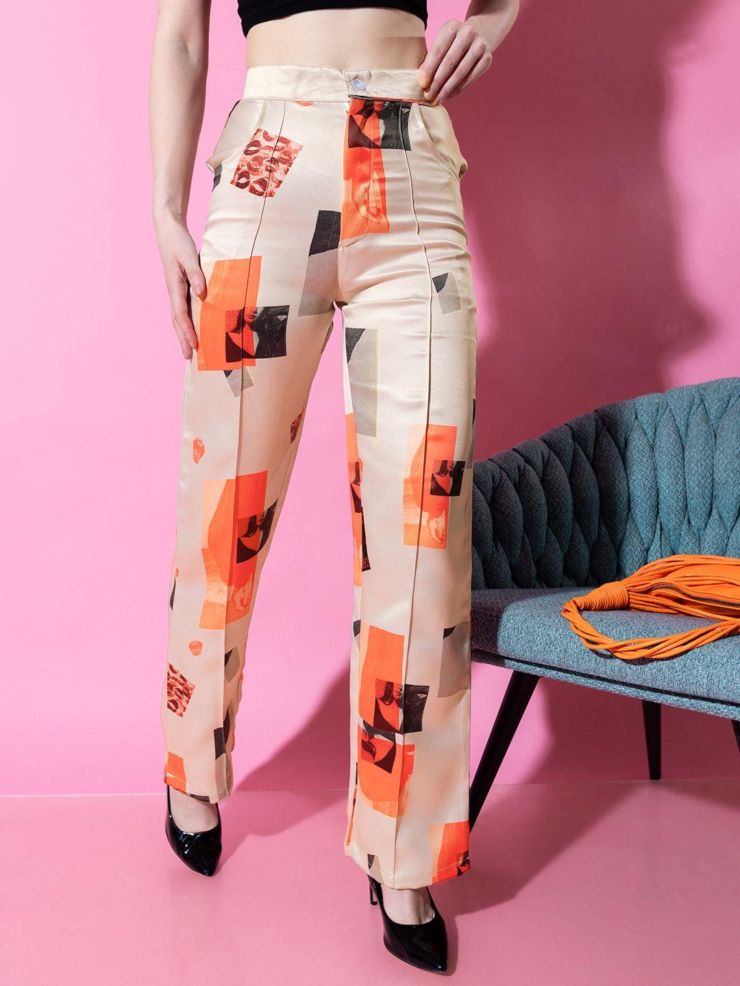 stylecast x hersheinbox women printed high-rise trousers