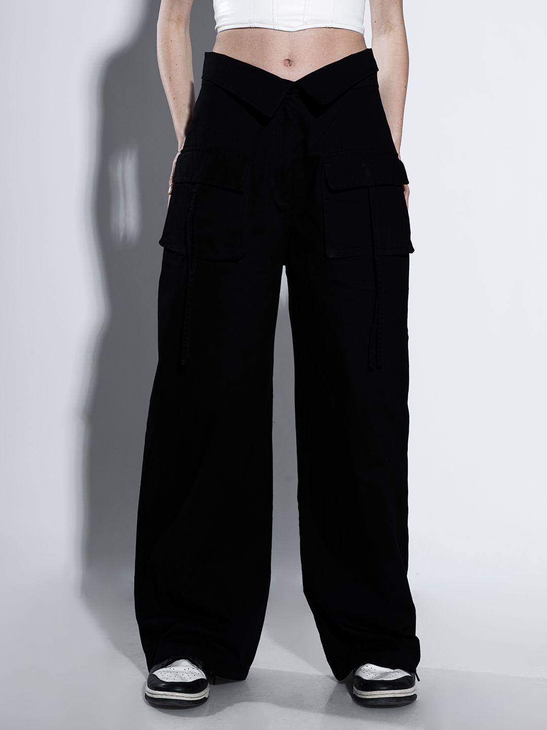 stylecast x hersheinbox women pure cotton high-rise cargos trousers