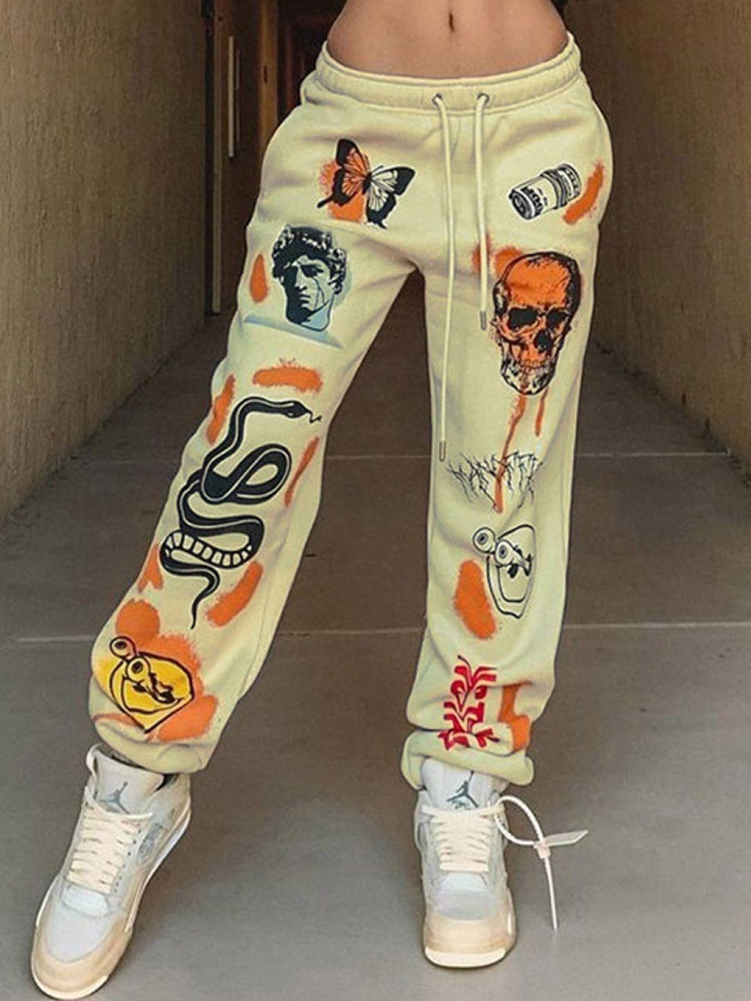 stylecast x kpop graphic printed mid-rise joggers