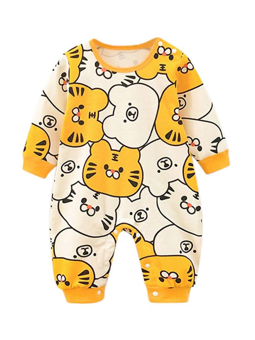 stylecast yellow infant boys conversational printed round neck cotton rompers