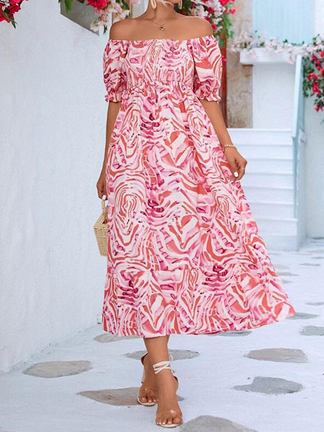 stylecast abstract print print off-shoulder flutter sleeve maxi dress