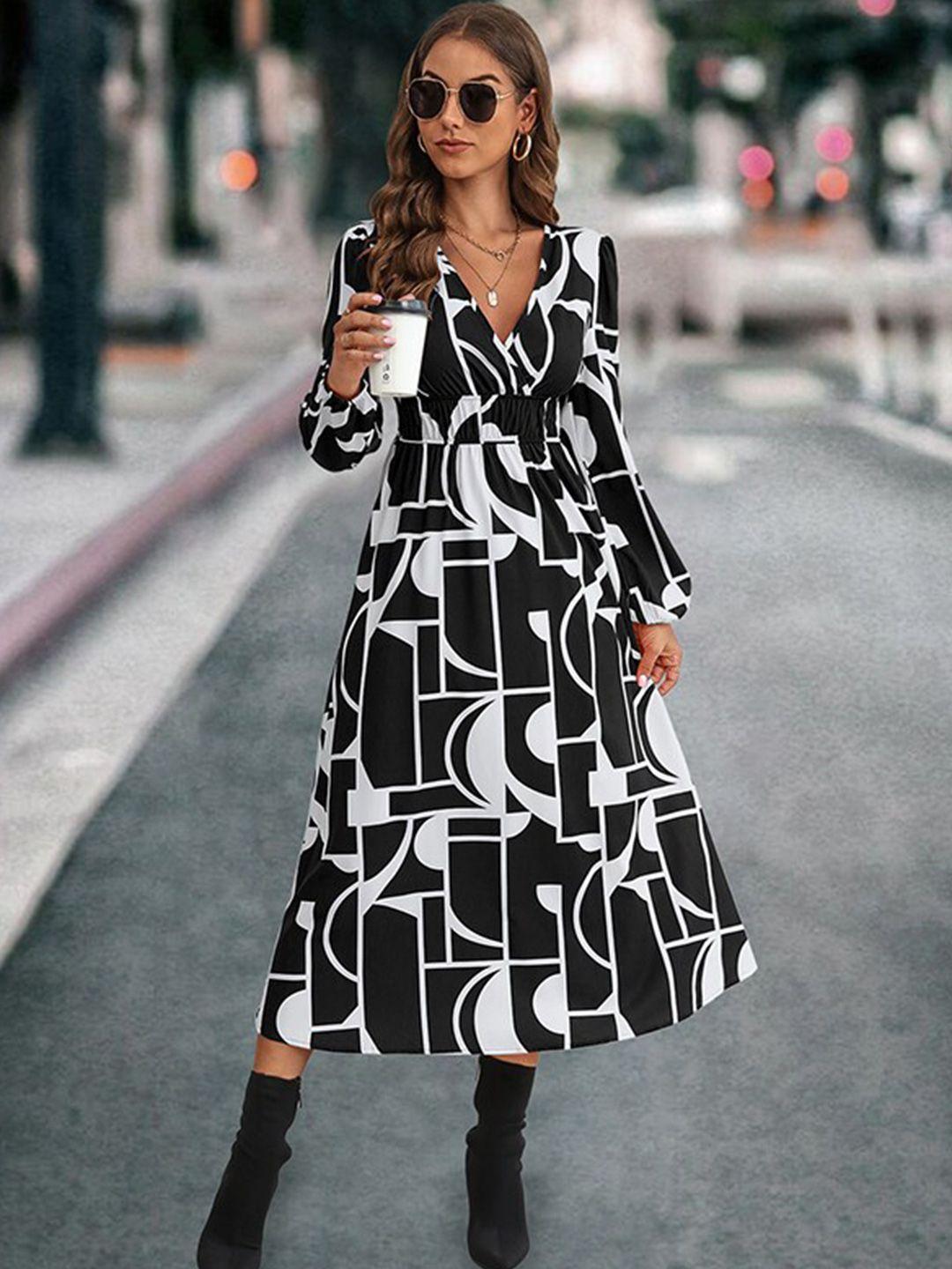 stylecast abstract printed fit and flare midi dress