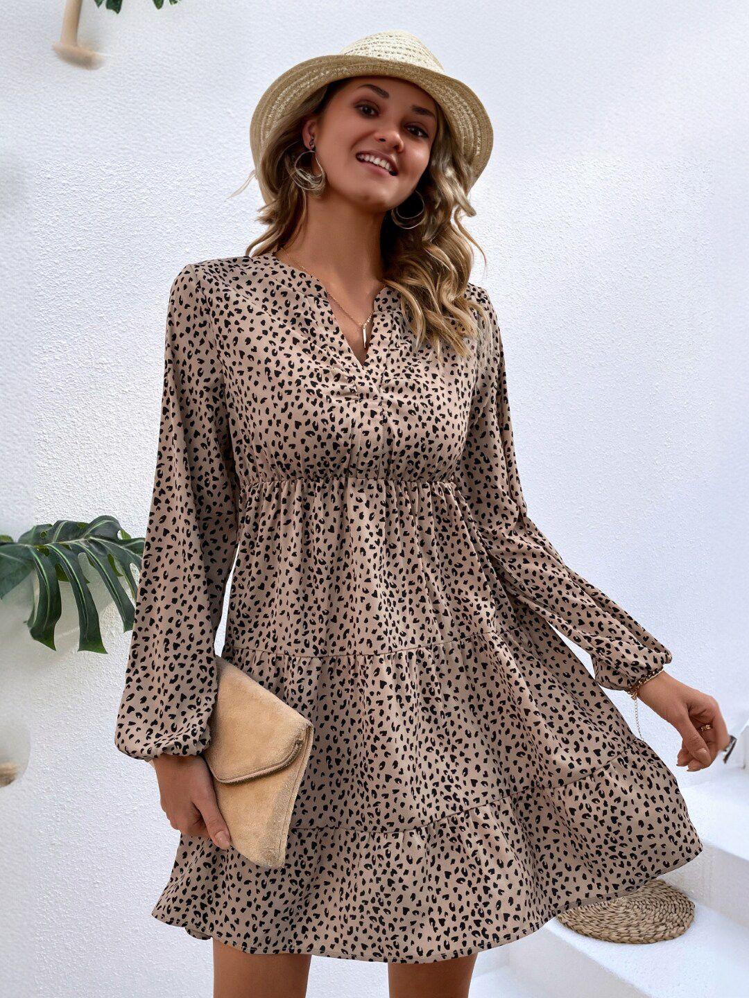 stylecast animal printed puff sleeve fit & flare dress