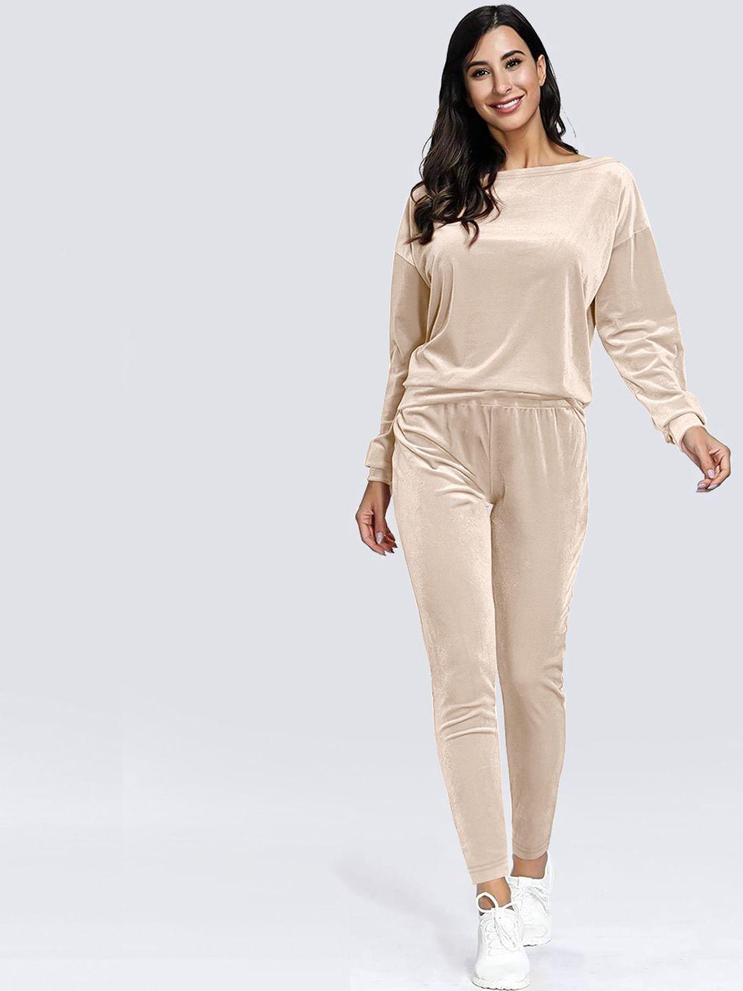 stylecast beige round neck  long sleeve top with trousers co-ords