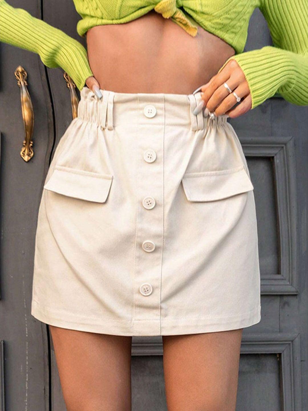 stylecast beige straight mini skirt