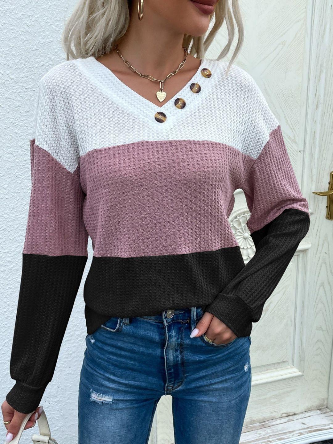 stylecast black & white colourblocked cotton pullover