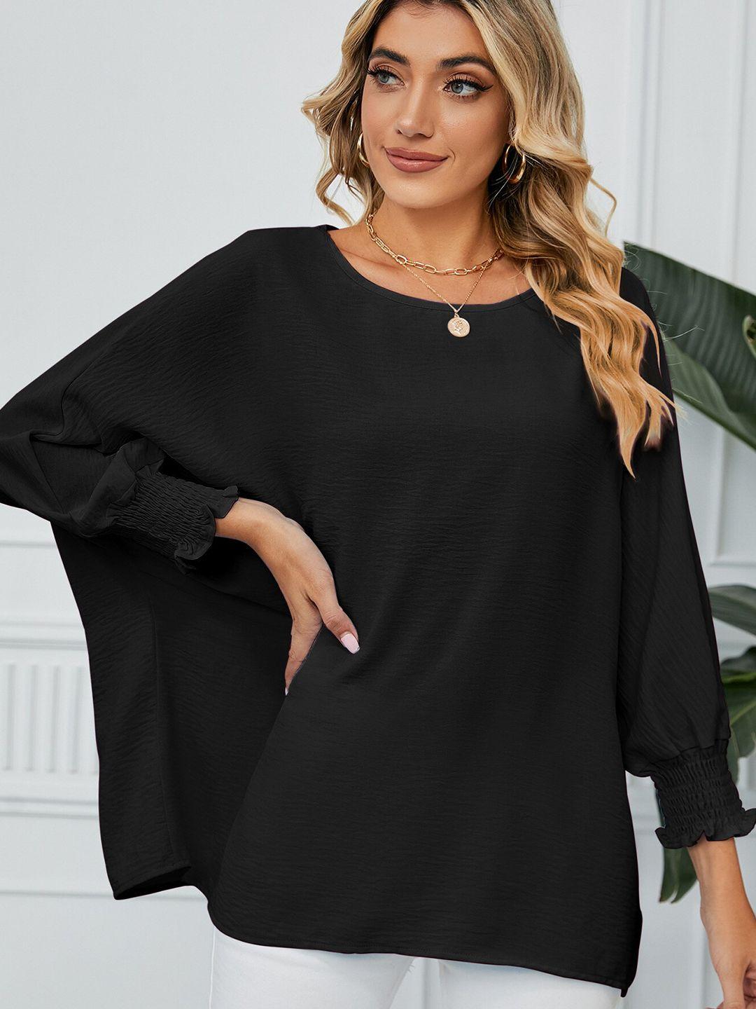 stylecast black batwing sleeve chambray top