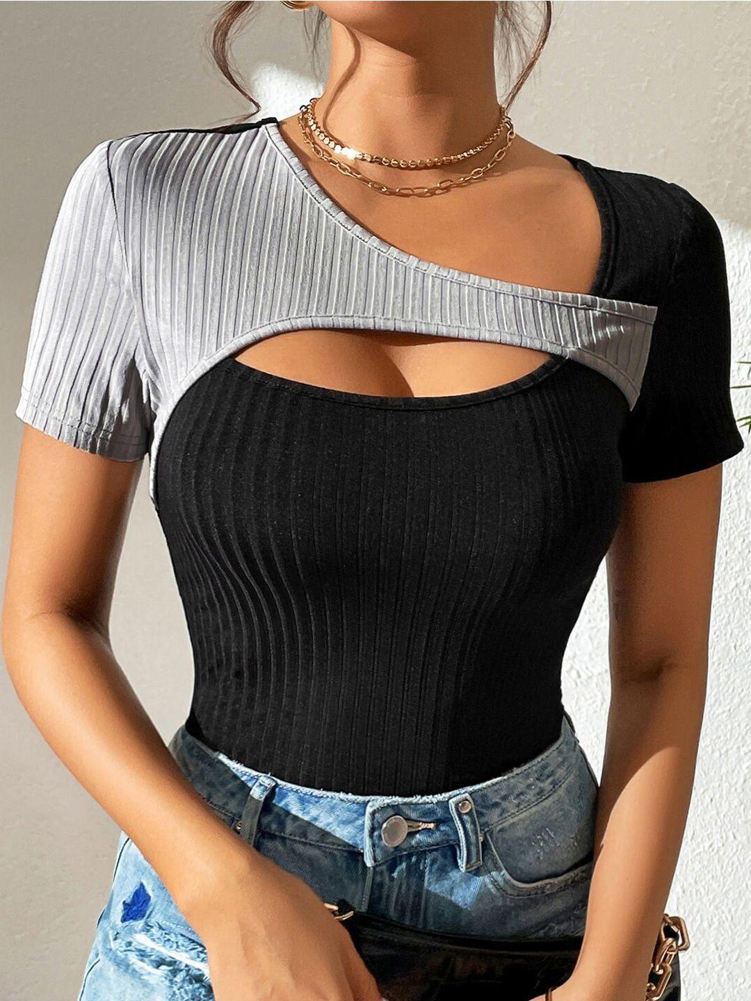 stylecast black colorblocked fitted top