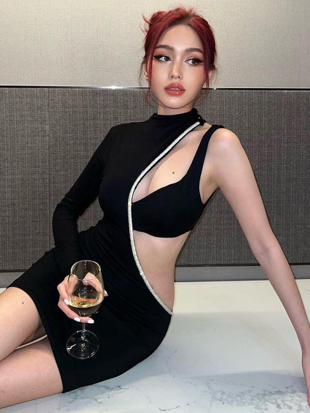 stylecast black cut-out detailed bodycon mini dress