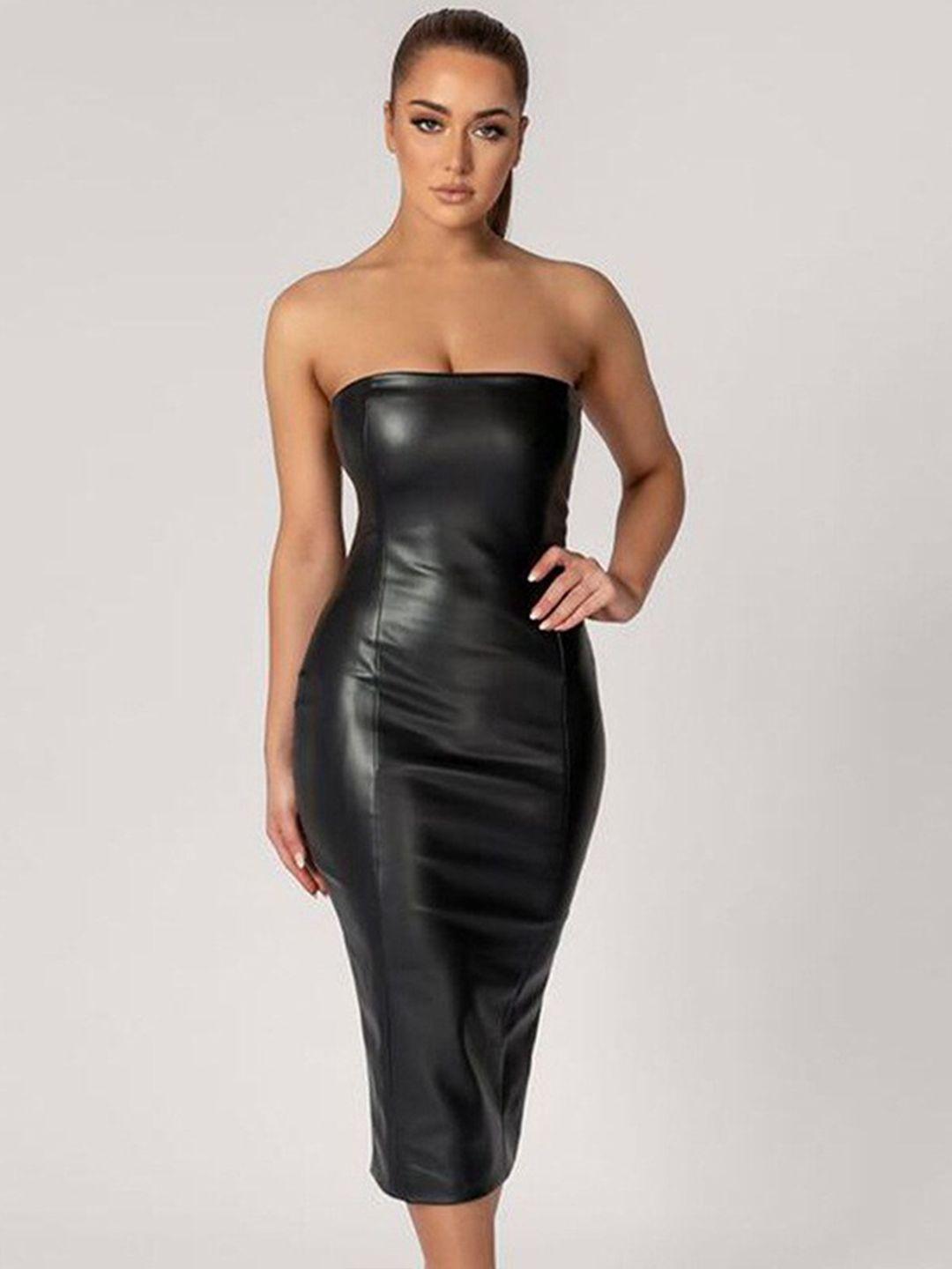 stylecast black off shoulder bodycon midi dress