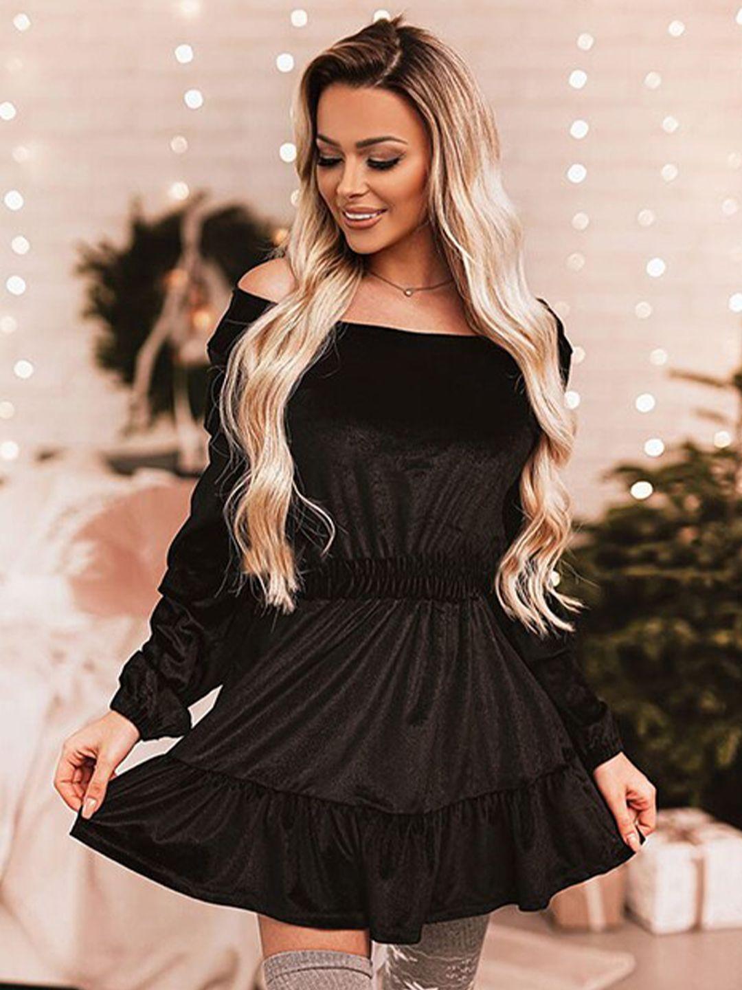 stylecast black off-shoulder fit & flare dress