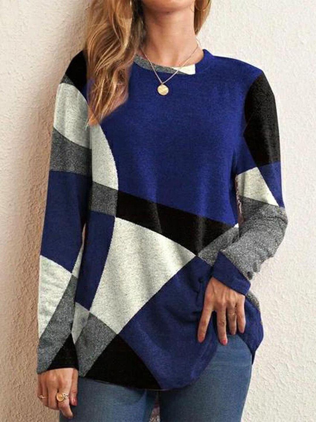 stylecast blue colorblocked long sleeves top