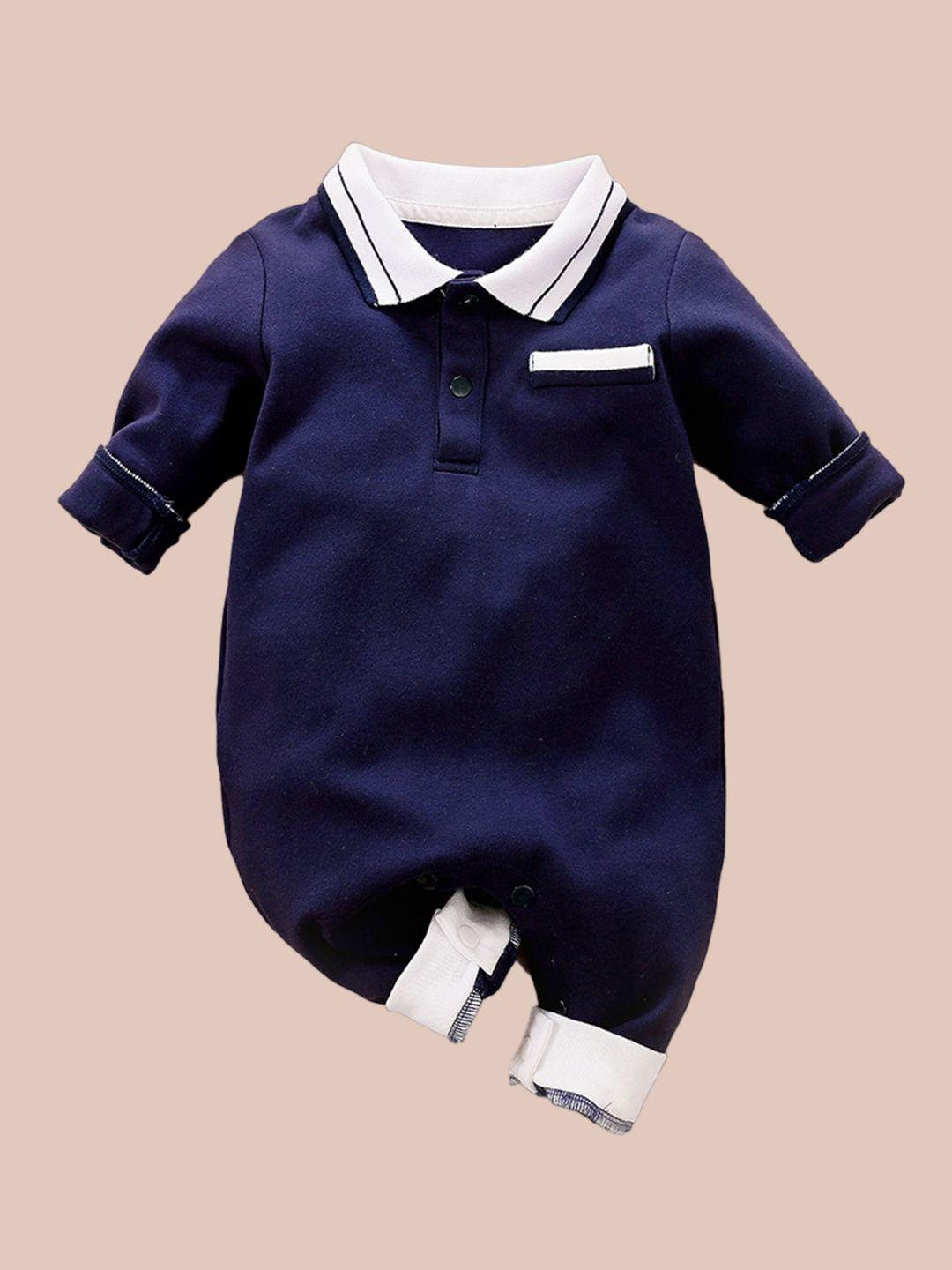 stylecast blue infant boys shirt collar cotton rompers