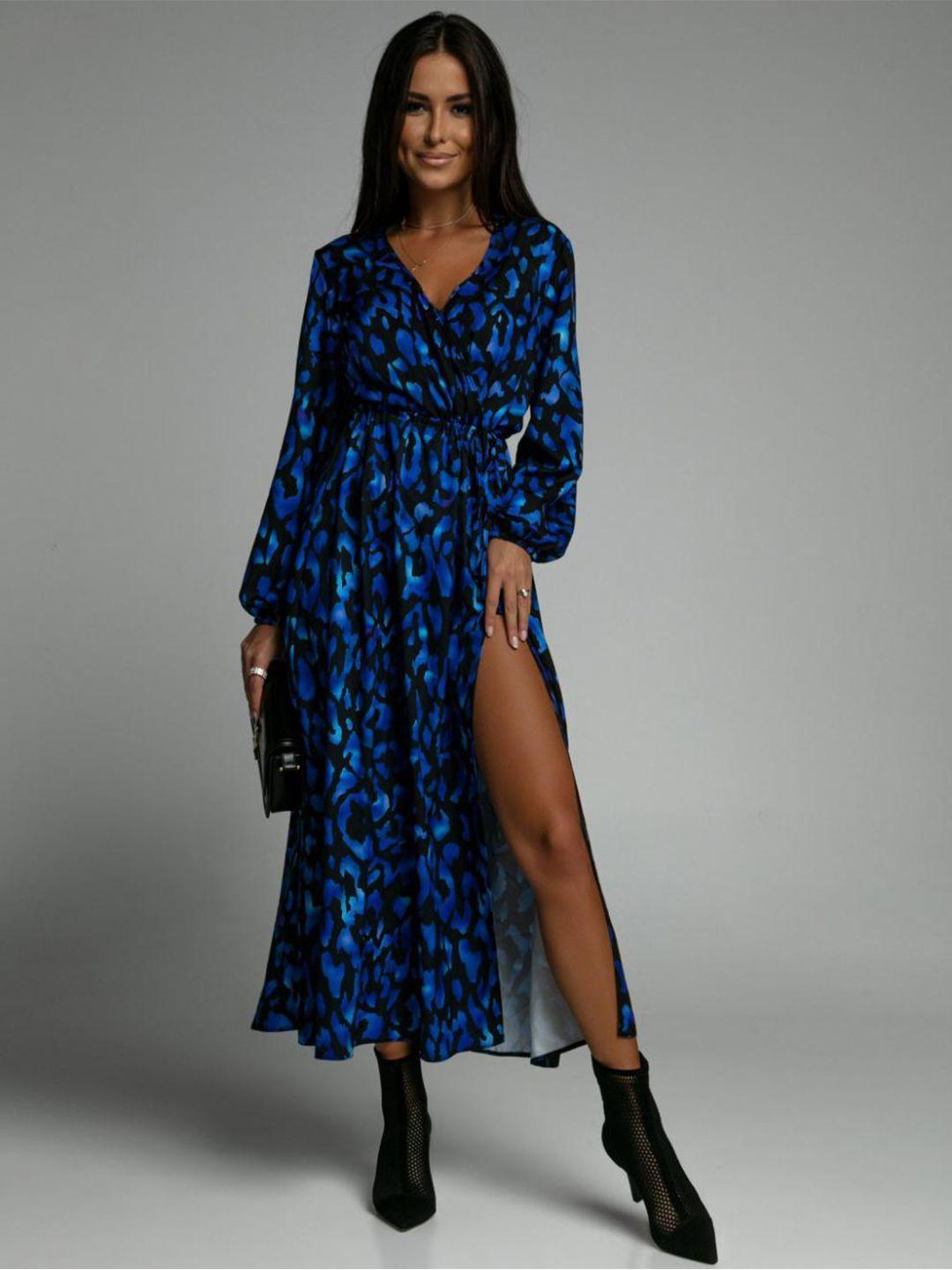stylecast blue printed wrap maxi dress