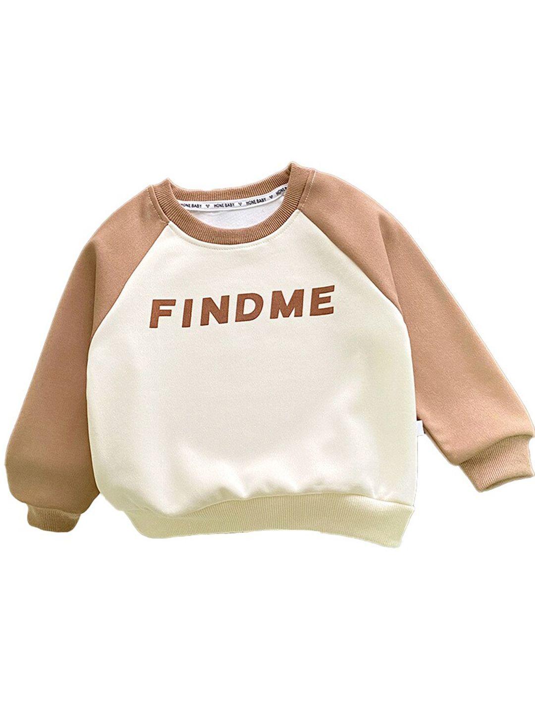 stylecast boys beige & off white typography printed pullover