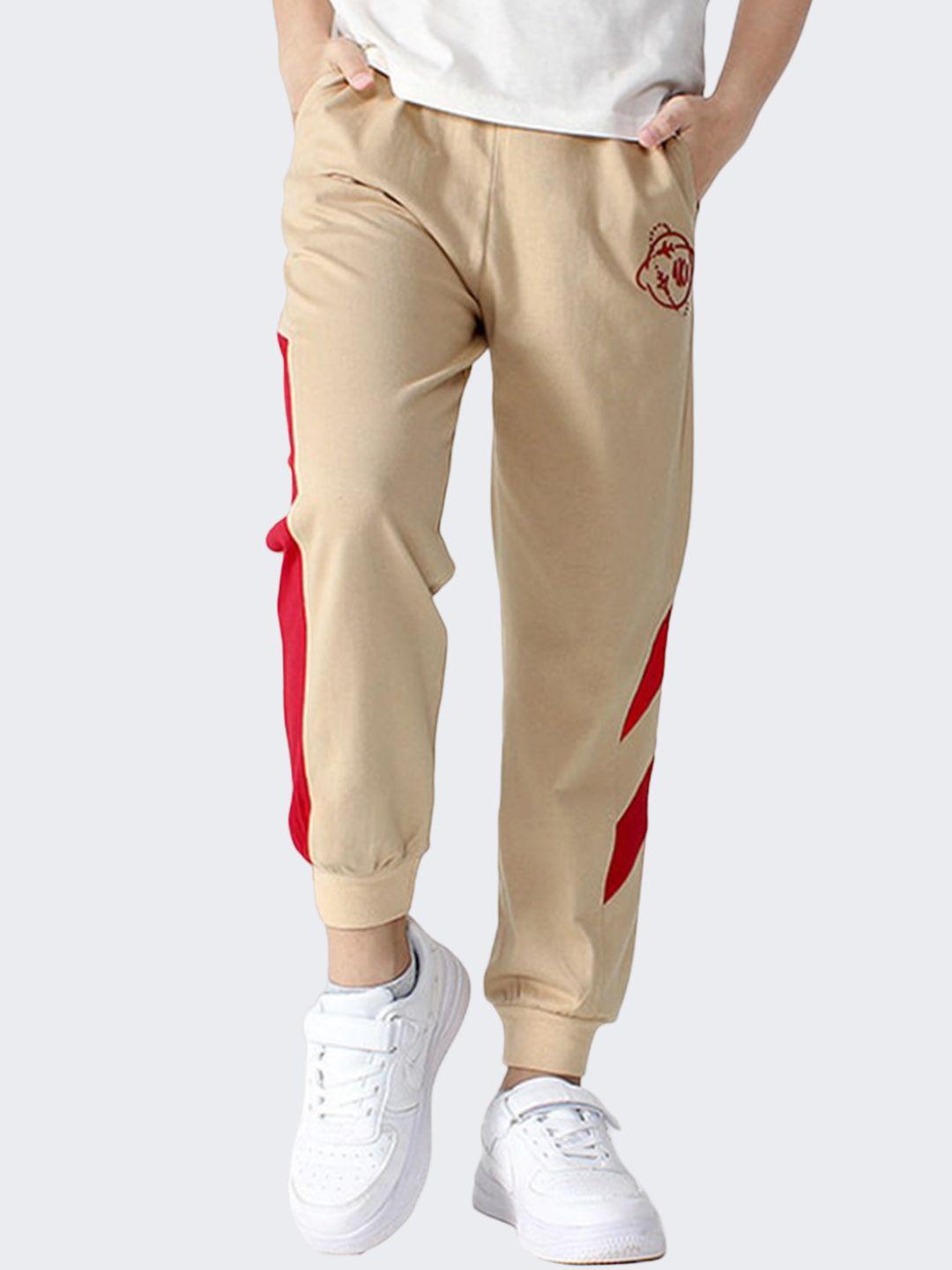 stylecast boys beige striped easy wash cotton joggers