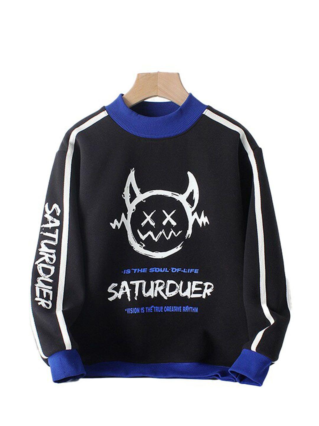 stylecast boys black typography printed pullover cotton sweatshirt
