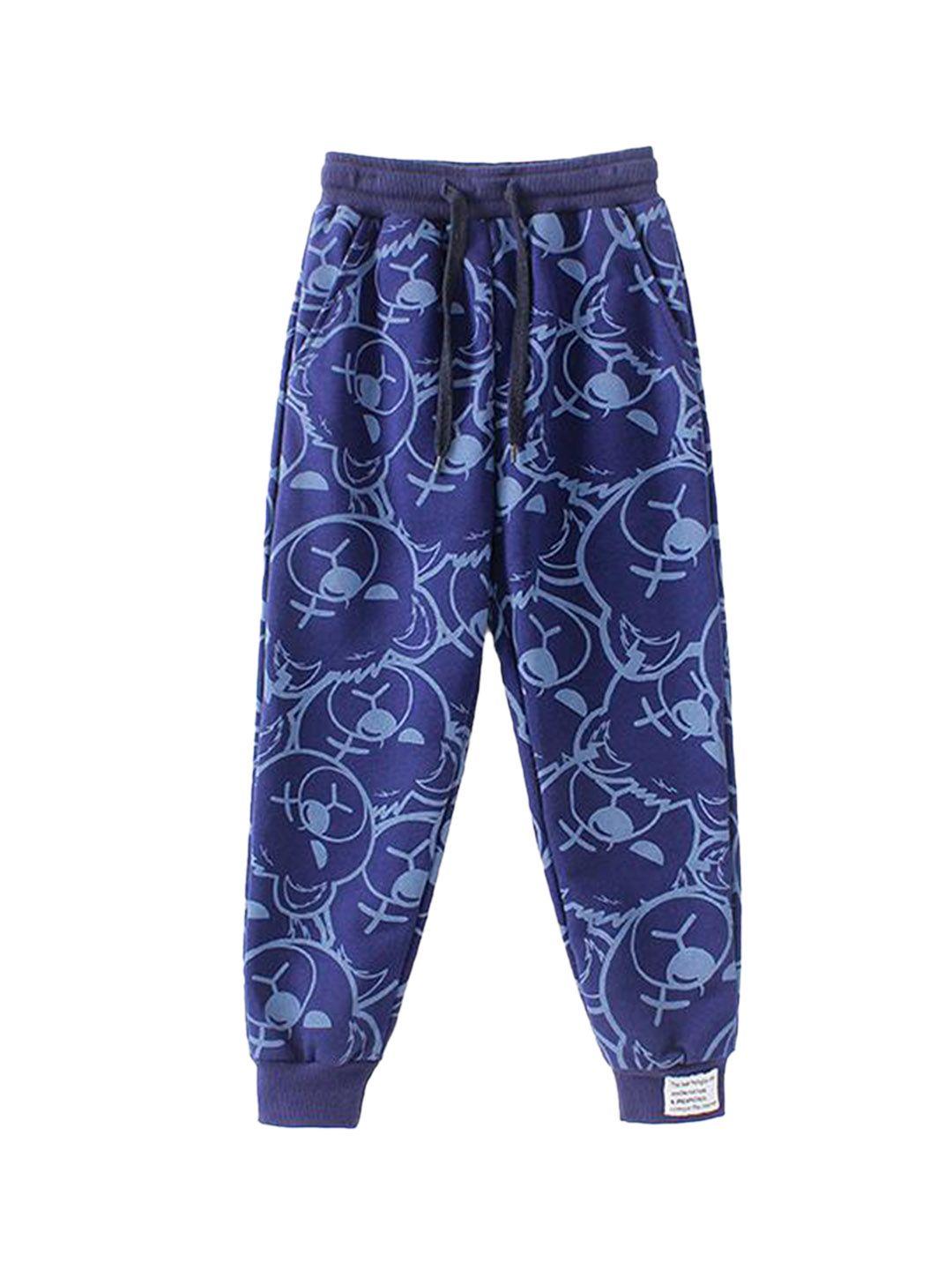 stylecast boys blue abstract printed easy wash cotton joggers