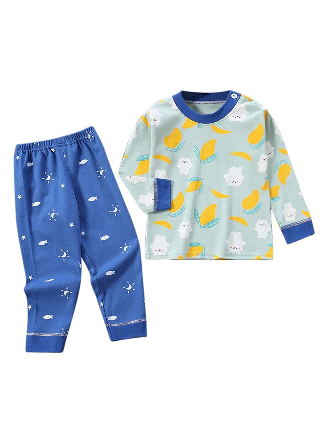 stylecast boys blue printed pure cotton t-shirt with trousers