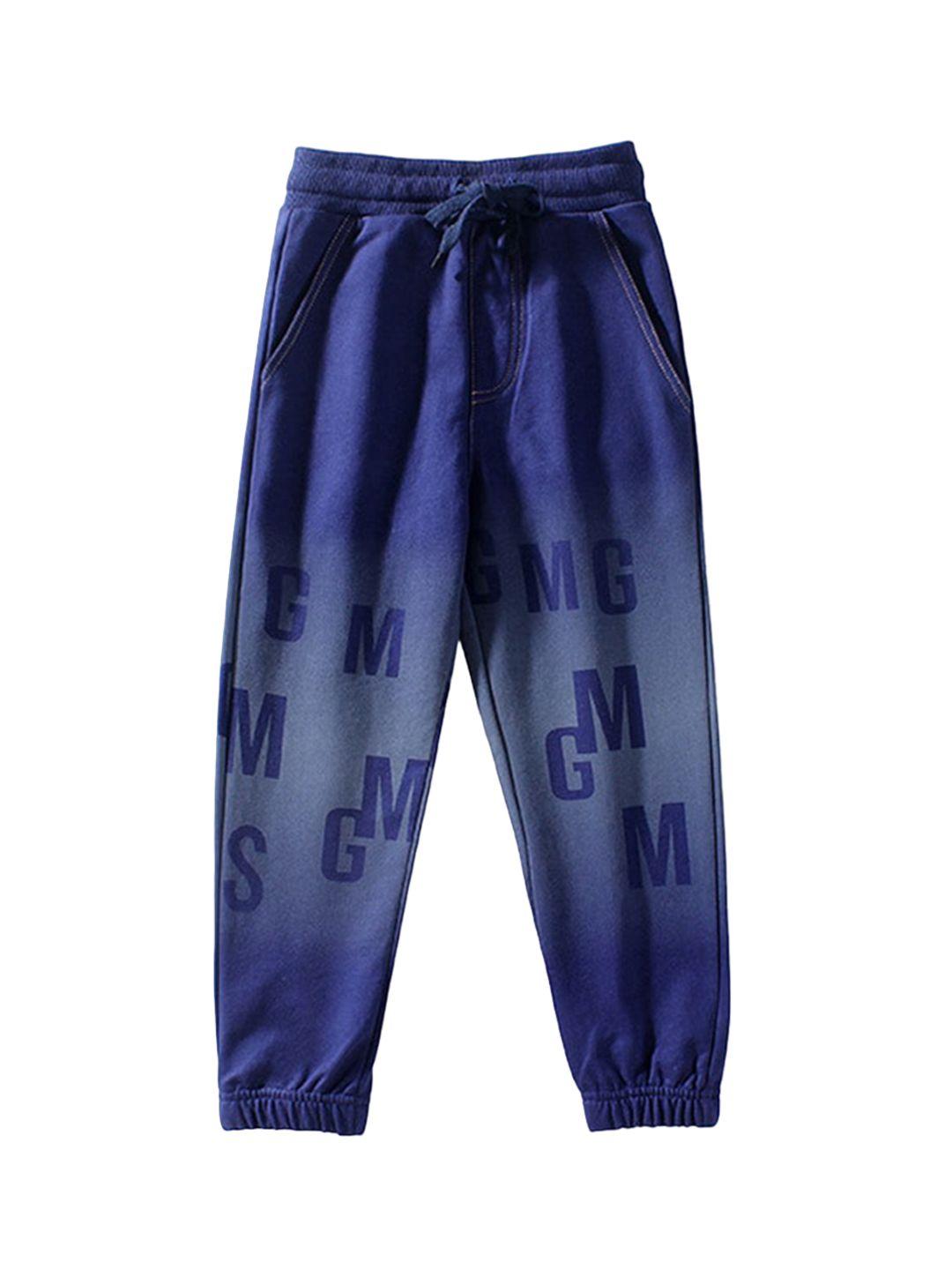 stylecast boys blue printed regular fit easy wash cotton joggers
