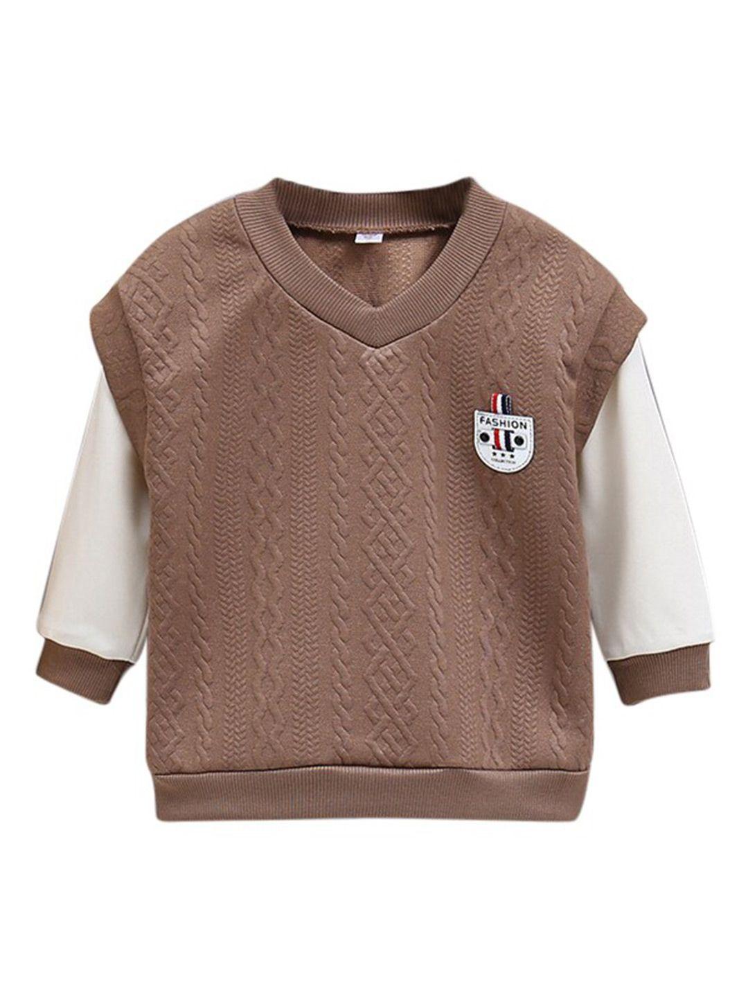 stylecast boys brown colourblocked sweatshirt