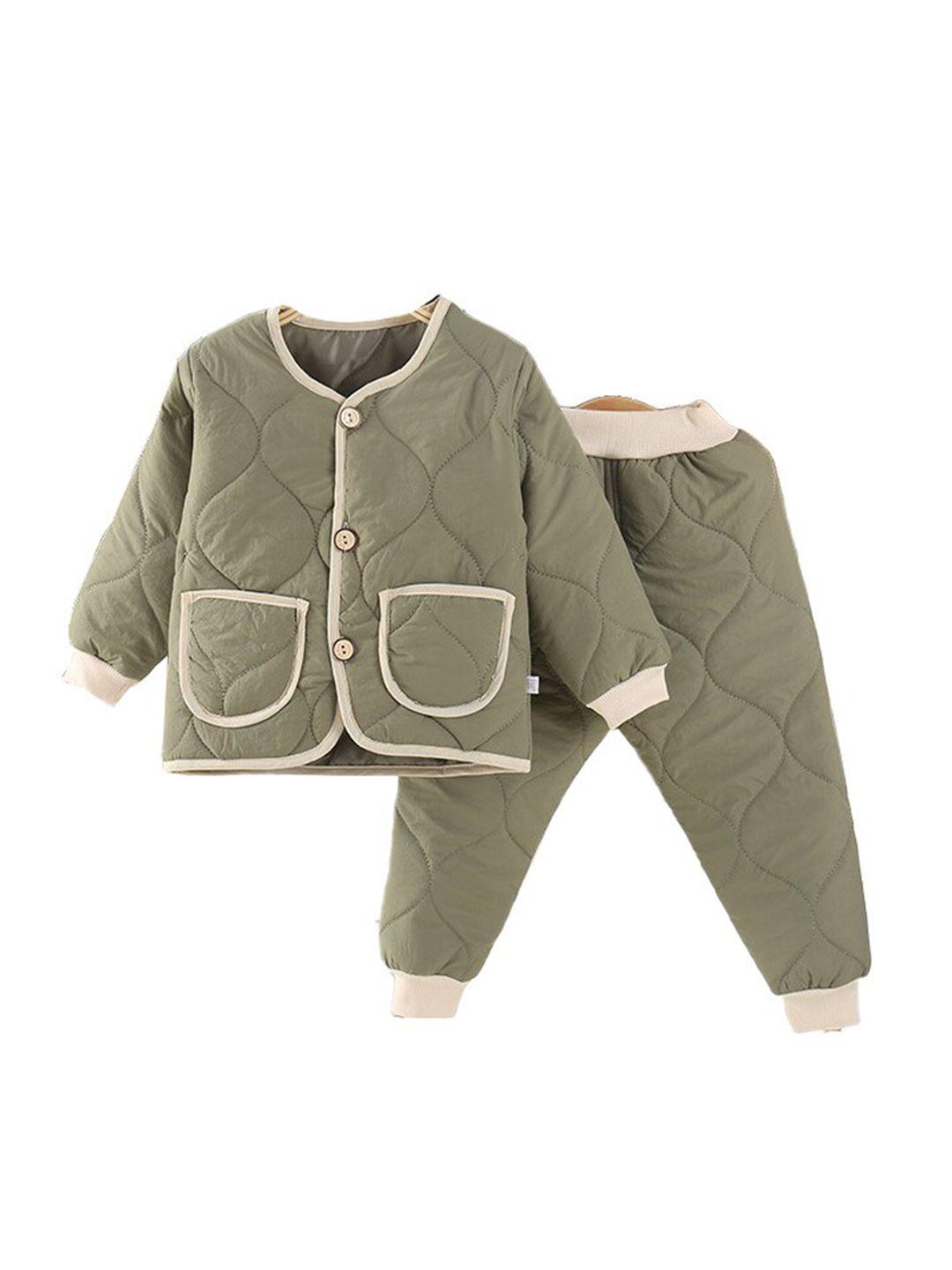 stylecast boys green v-neck long sleeves coat with joggers