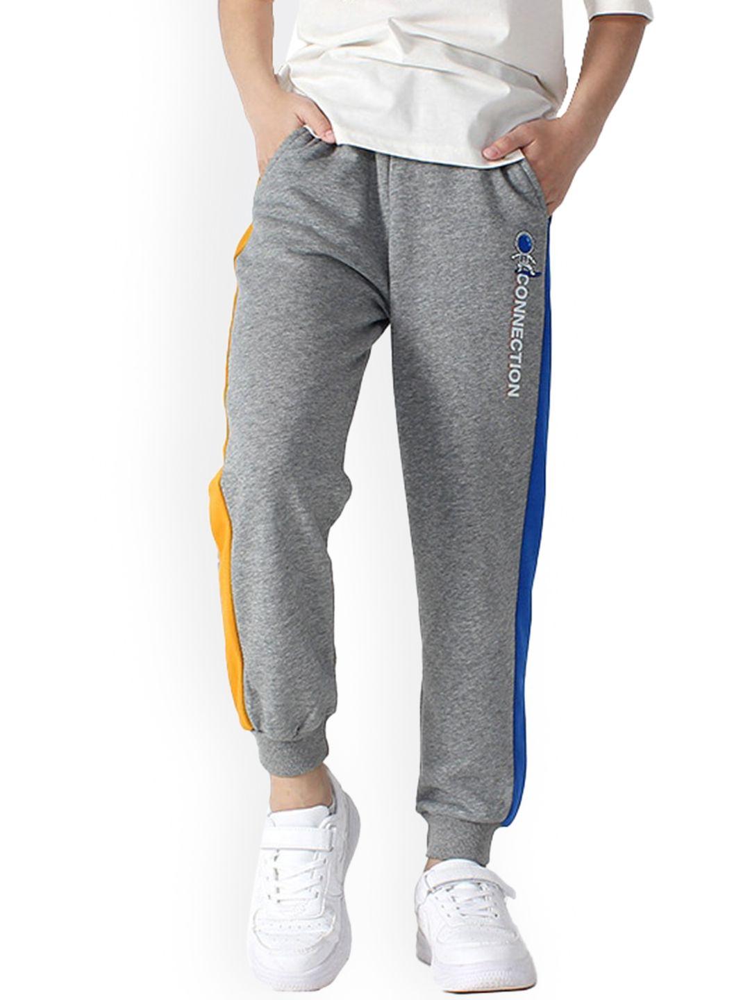 stylecast boys grey colourblocked easy wash cotton joggers trouser