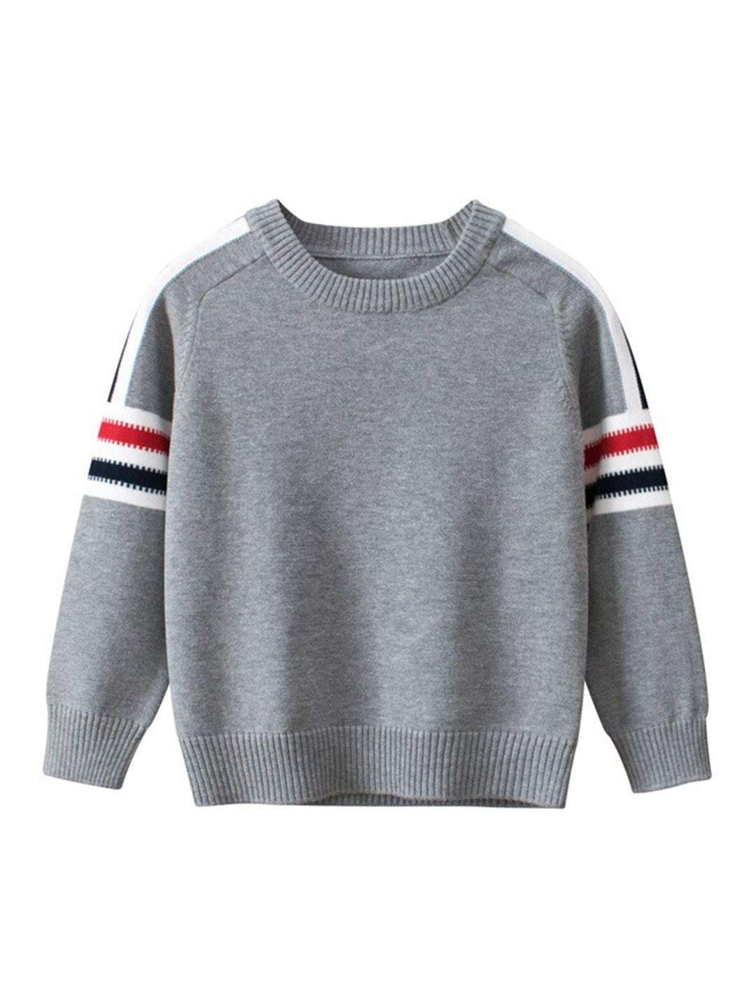 stylecast boys grey striped ribbed cotton pullover