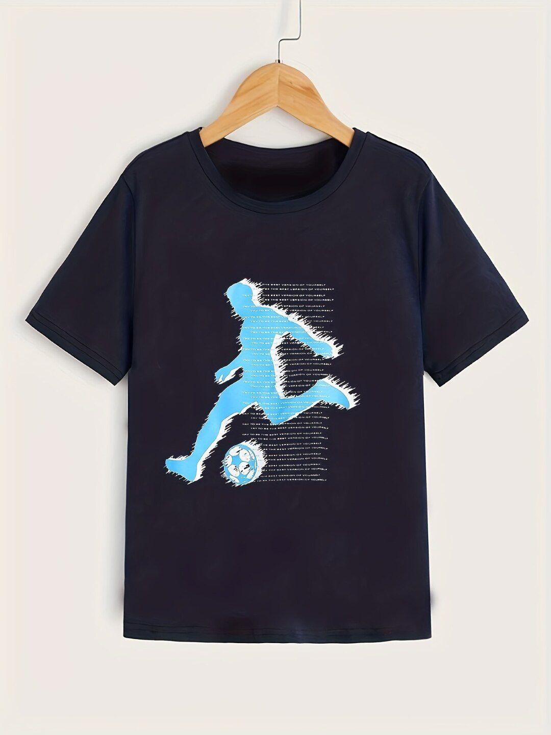 stylecast boys navy blue graphic printed regular fit t-shirt