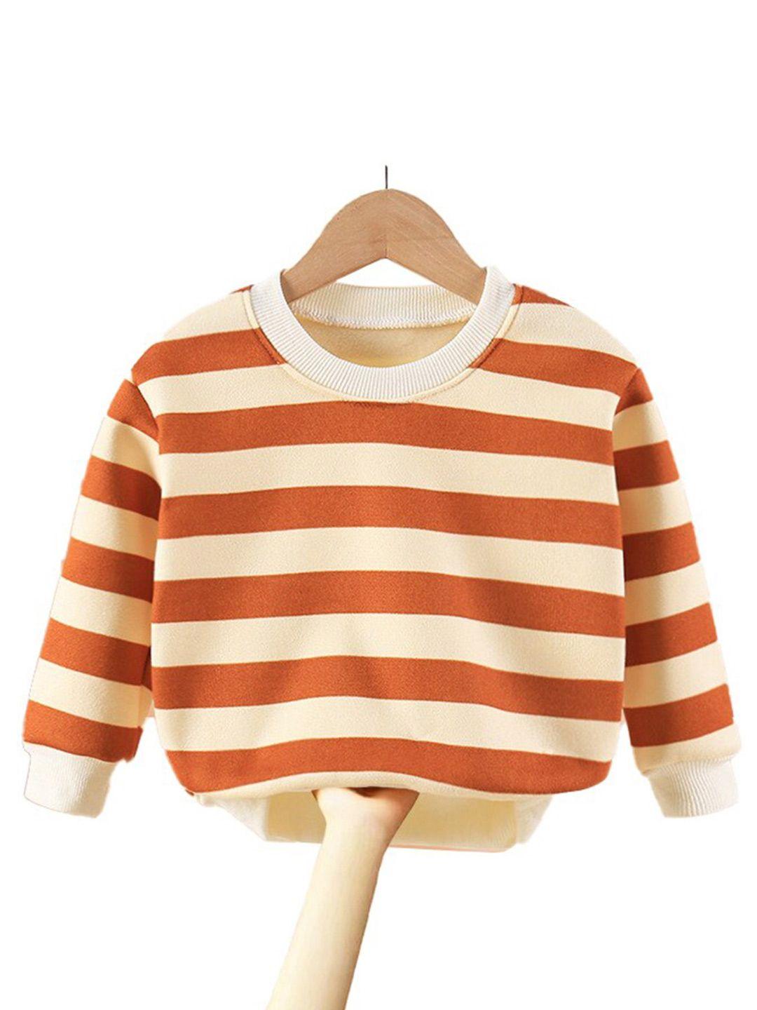 stylecast boys orange & cream striped cotton pullover sweaters