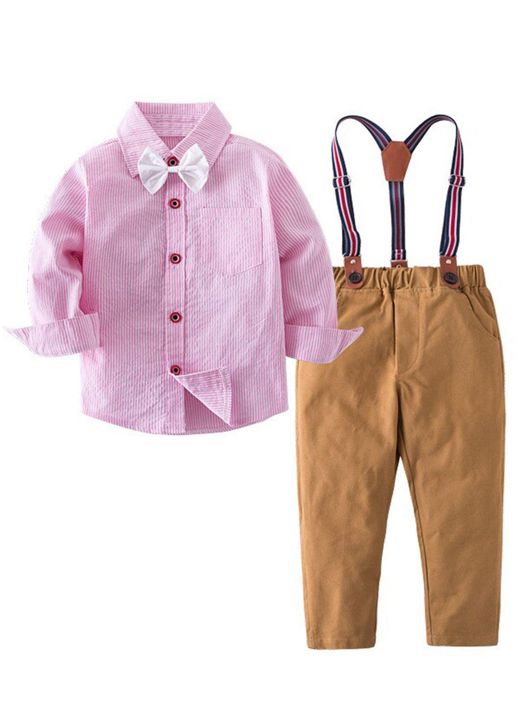 stylecast boys pink striped shirt with trousers