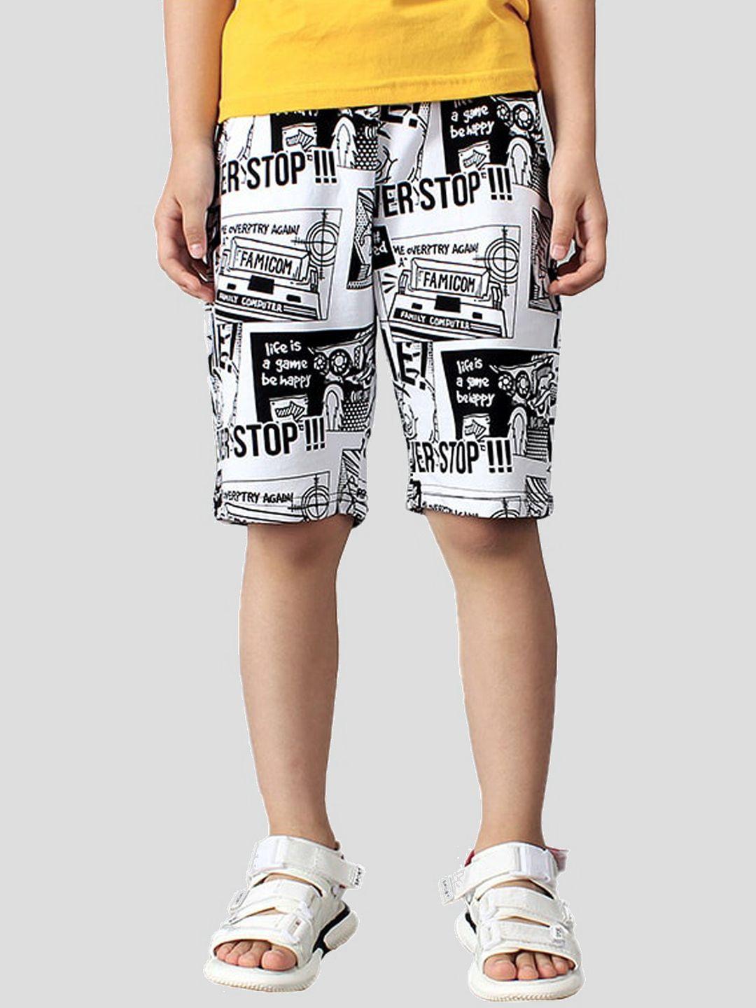 stylecast boys white mid-rise typography printed rapid-dry shorts
