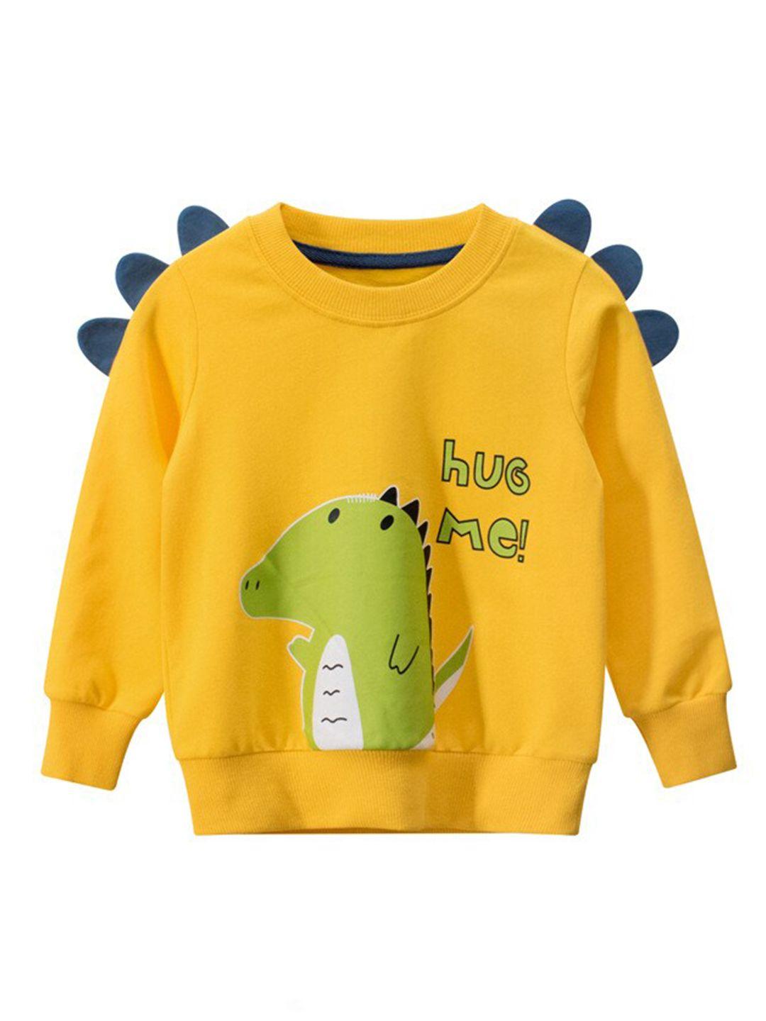 stylecast boys yellow & green graphic printed terry pullover sweatshirt