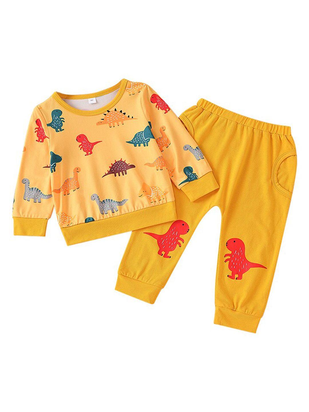 stylecast boys yellow printed t-shirt with pyjamas