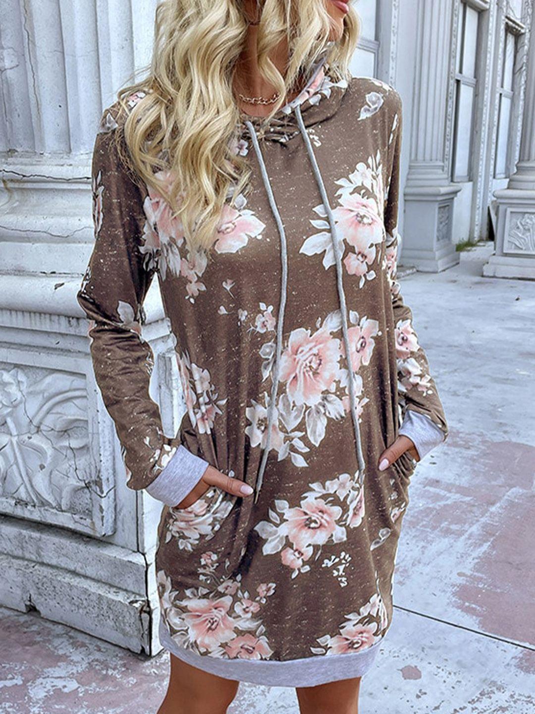 stylecast brown & peach-coloured floral print dress