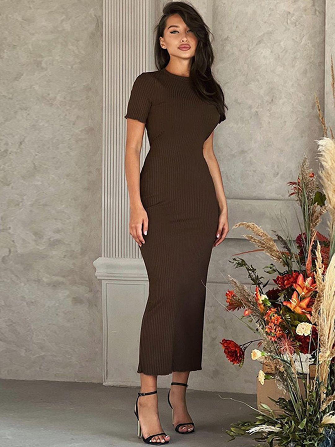 stylecast brown bodycon midi dress