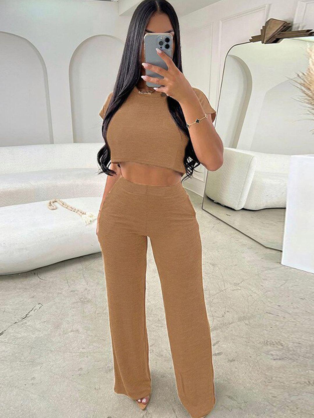 stylecast brown crop top with trouser