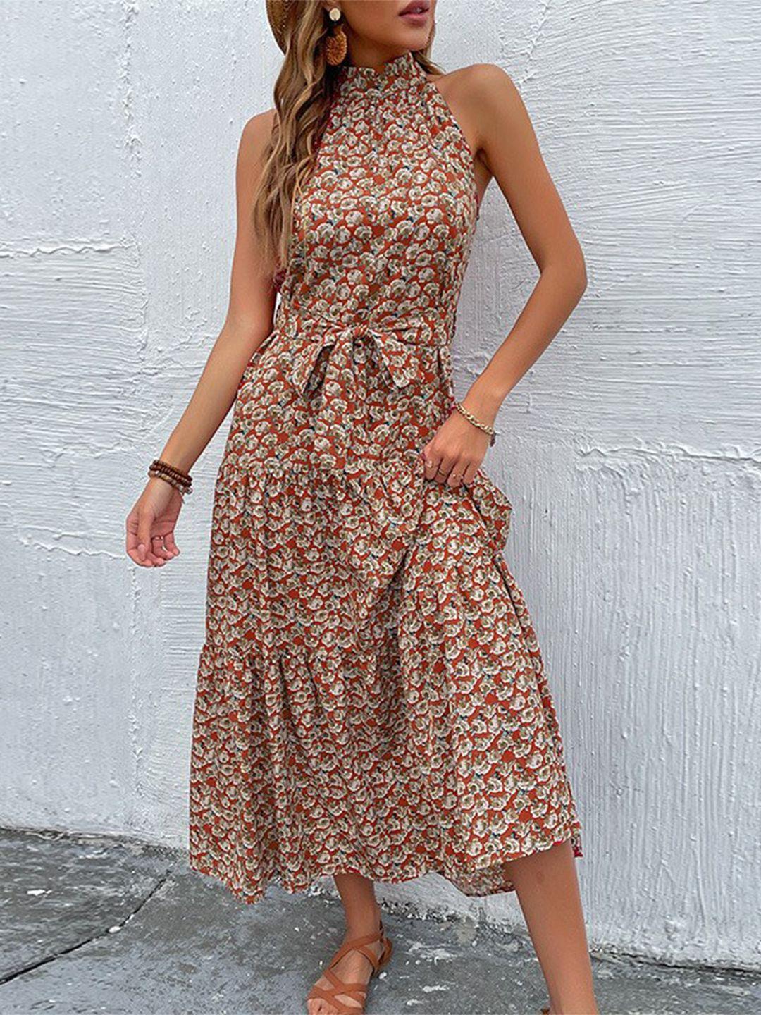 stylecast brown floral print maxi midi dress