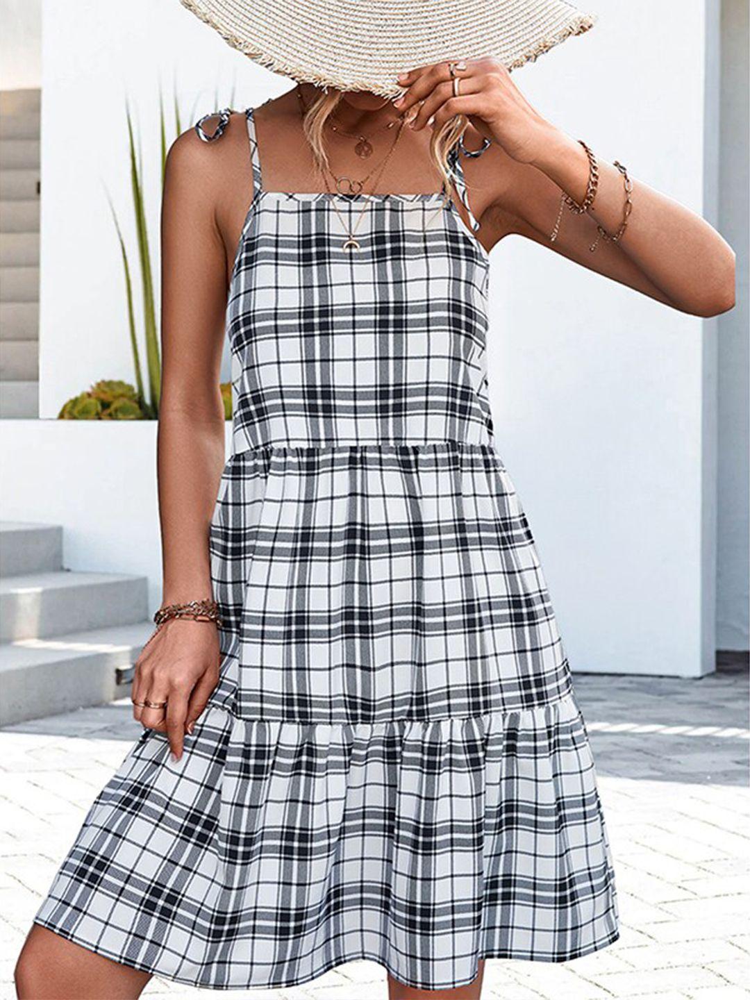 stylecast checked layered a-line dress