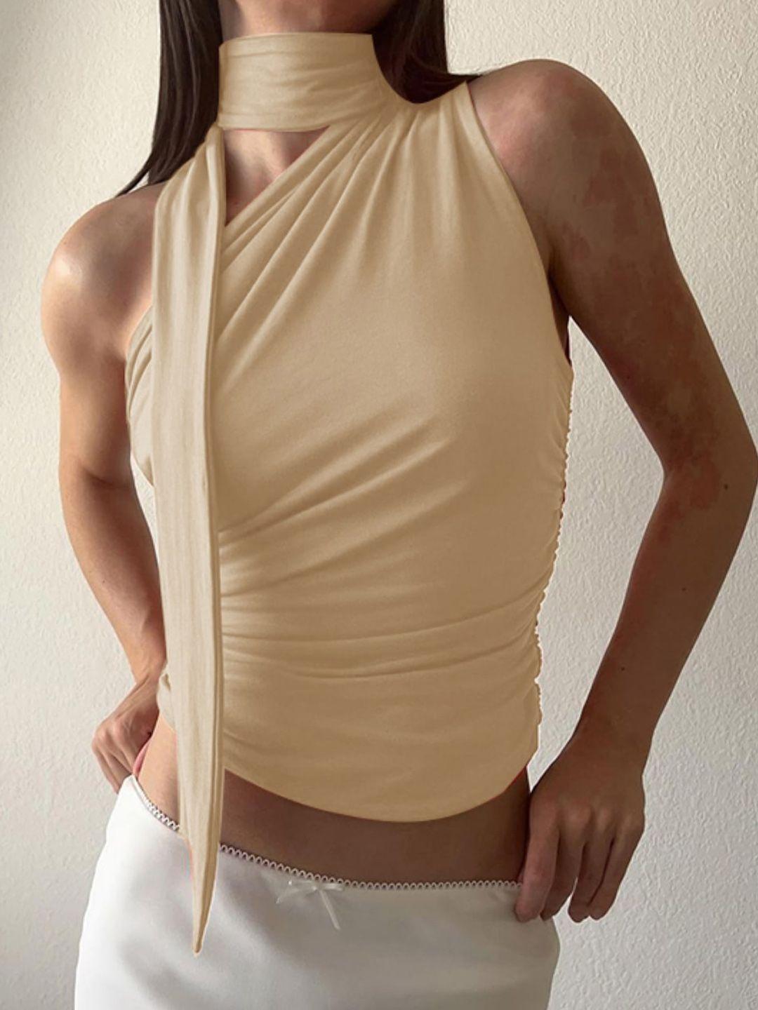 stylecast cream-coloured one shoulder regular top