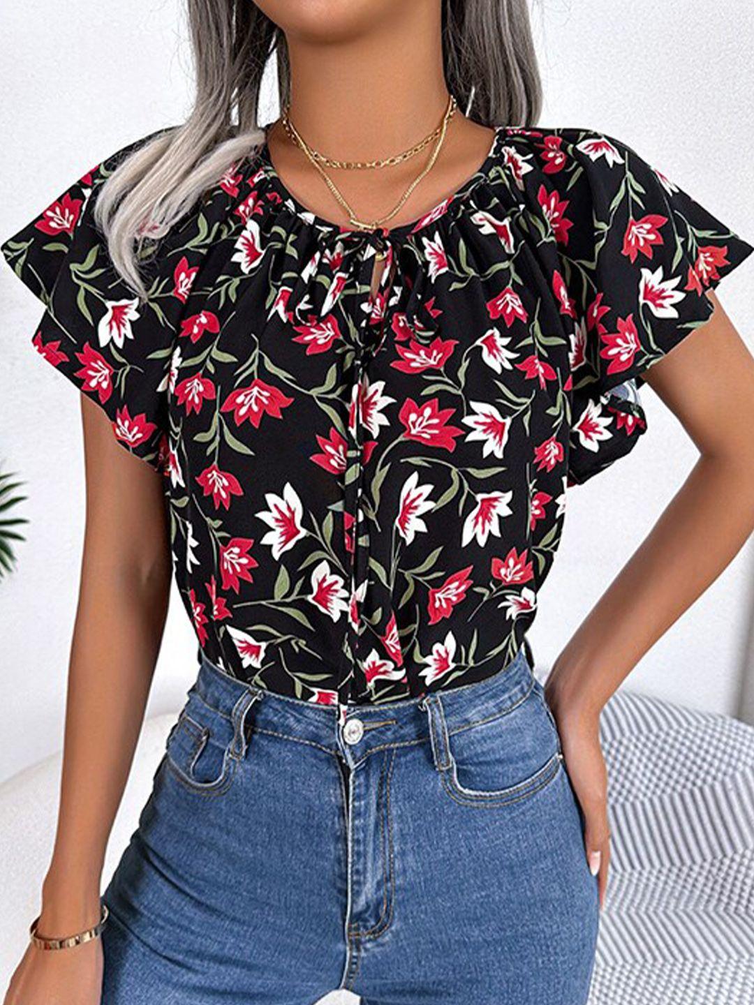 stylecast floral print flutter sleeve top