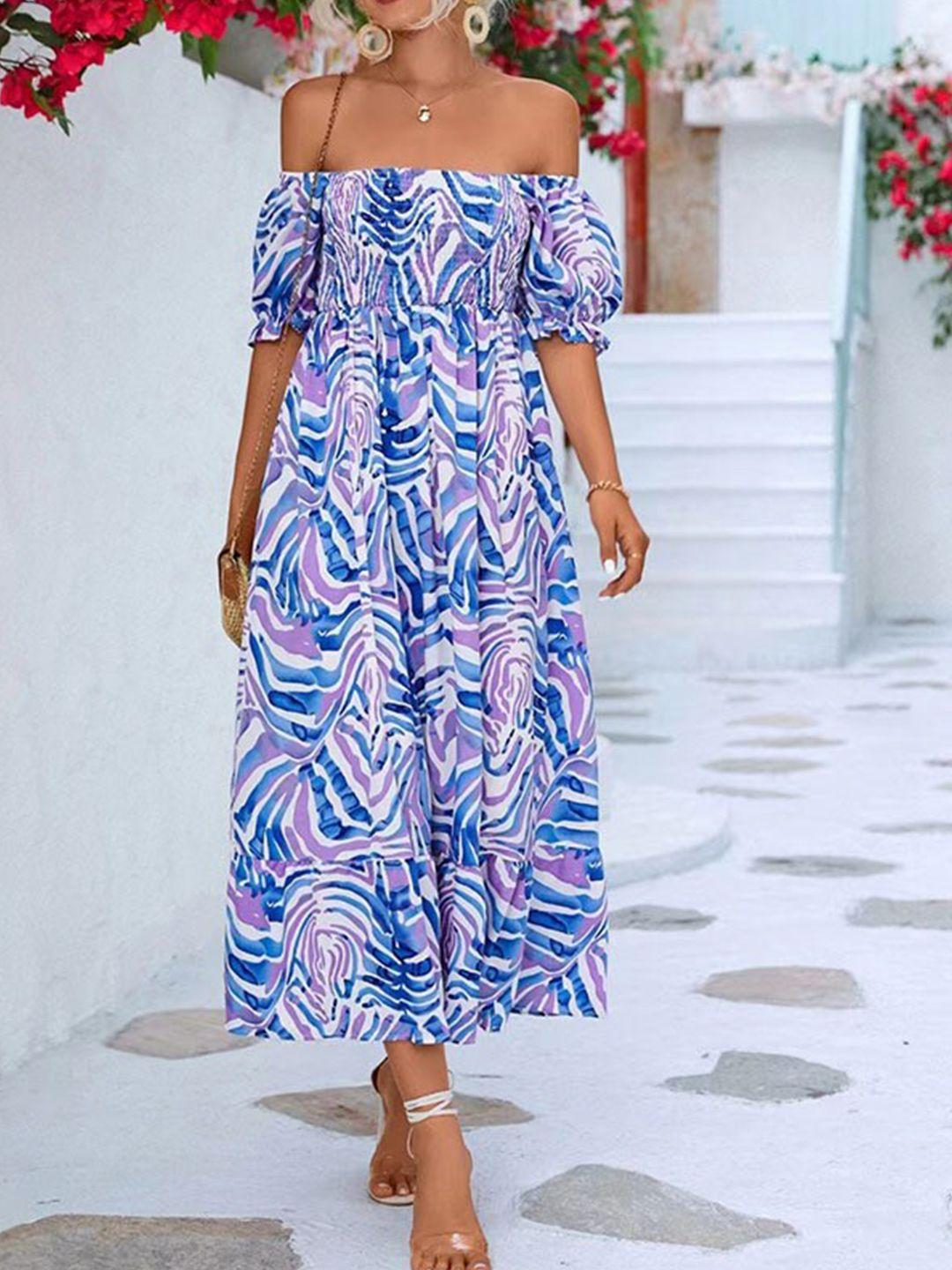 stylecast floral print off-shoulder puff sleeves maxi dress